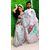 Half Silk Saree Screen Print Work Without Blouse PS 12hath Saree & With Panjabi Couple Dress-White, Size: 40