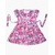 2021 Summer Sweet Multicolor Flower Print Half Sleeve Linen Frock For Girls, Baby Dress Size: 5-6 years