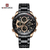 Naviforce NF9197 Black Stainless Steel Dual Time Watch For Men - RoseGold & Black