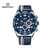 Naviforce NF8019L Navy Blue PU Leather Chronograph Watch For Men - Silver & Navy Blue