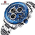 Naviforce NF9197 Silver Stainless Steel Dual Time Watch For Men - Royal Blue & Silver, 3 image