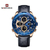 Naviforce NF9197L Navy Blue PU Leather Dual Time Watch For Men - RoseGold & Navy Blue