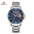 Naviforce NF9191 Silver Stainless Steel Analog Watch For Men - Royal Blue & RoseGold
