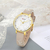 CURREN 9046 Brown PU Leather Analog Watch For Women - Golden & Brown, 3 image