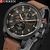 CURREN 8250 Leather Chronograph Watch for Men - Black and Red, 3 image