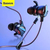Baseus H15 Gaming In-Ear Earphone 3.5mm Typc C Wired Headset For PUBG Gamer Headphones Hi-Fi Earbuds With Dual Microphone Detachable