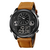 SKMEI 1653 Brown PU Leather Dual Time Watch For Men - Black & Brown