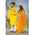 Couple Saree and Panjabi Yellow and Green, Size: 46