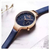 NAVIFORCE NF5001 Navy Blue PU Leather Sub-Dial Chronograph Watch For Women - Navy Blue & RoseGold, 2 image