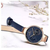 NAVIFORCE NF5001 Navy Blue PU Leather Sub-Dial Chronograph Watch For Women - Navy Blue & RoseGold, 3 image