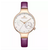 NAVIFORCE NF5001 Purple PU Leather Sub-Dial Chronograph Watch For Women - Purple & RoseGold