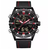 NAVIFORCE NF9136 BLACK PU LEATHER DUAL TIME WATCH FOR MEN - BLACK & RED