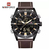 NAVIFORCE NF9136 BROWN PU LEATHER DUAL TIME WATCH FOR MEN - BROWN