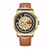 NAVIFORCE NF9142 Brown PU Leather Chronograph Watch For Men - Brown & Golden