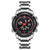 NF9050 Stainless Steel Dual Display Wrist Watch - Silver and Red
