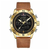 NAVIFORCE NF9144 Brown PU Leather Dual Time Men's Wrist Watch