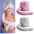 Sliver and Pink Portable Soft Hair Drying Cap, 3 image